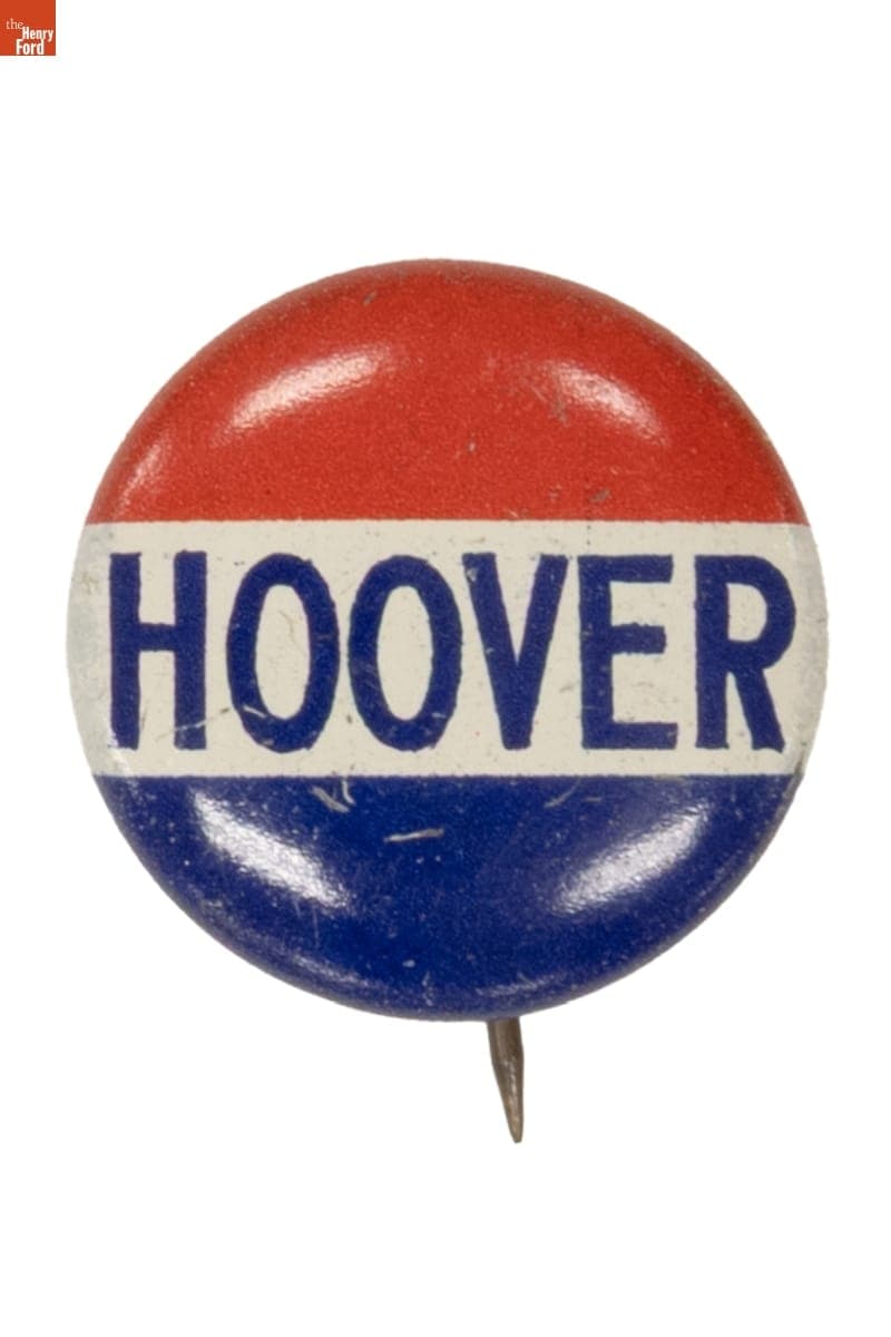 Herbert Hoover Campaign Button, 1928-1932