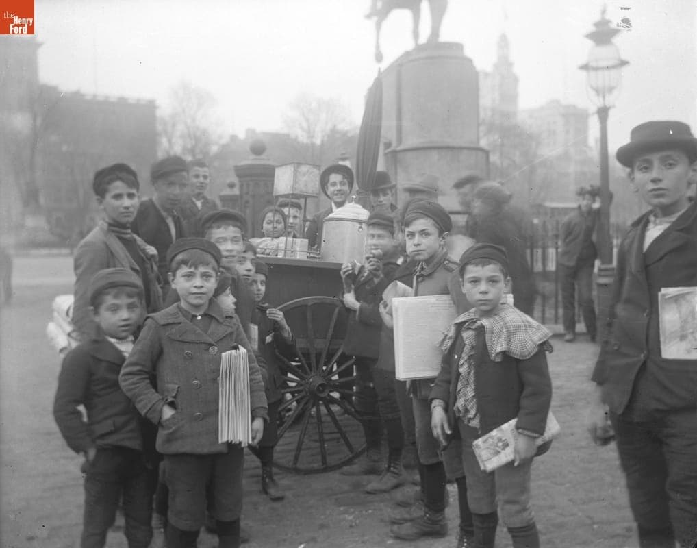 Children with Street Vendor and Pushcart, 1890-1915