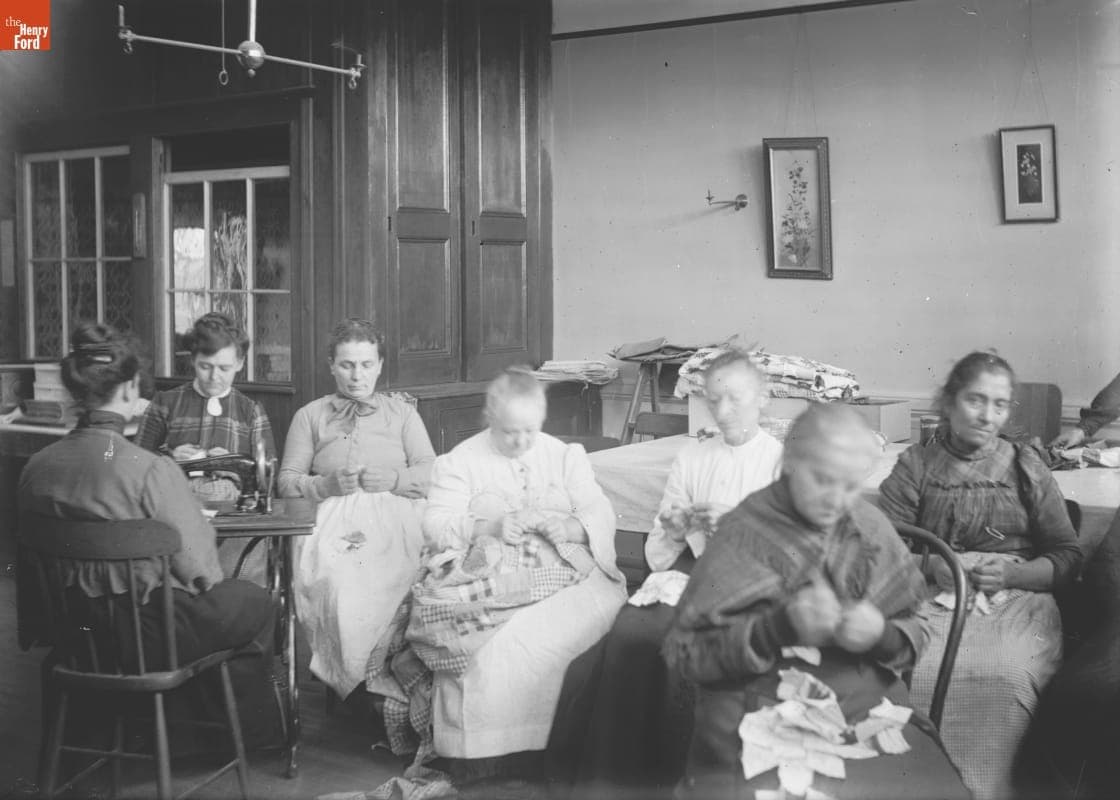 Bureau of Charities (Macy Ave.), Group in Sewing Room, 1890-1915