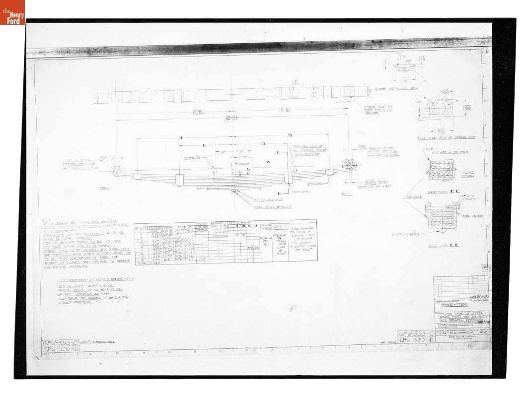 Drawing, "Spring - Front," Ford GPW, September 19, 1944