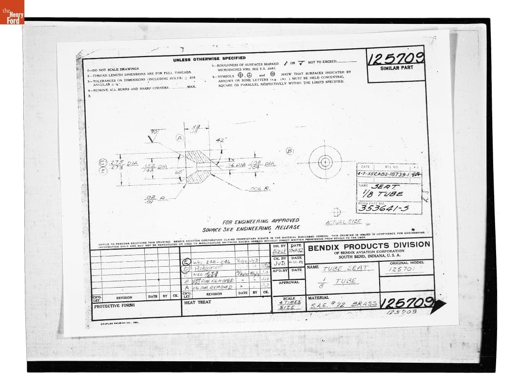 Drawing, "Seat 1/8 Tube," Ford Automobile, April 7, 1953