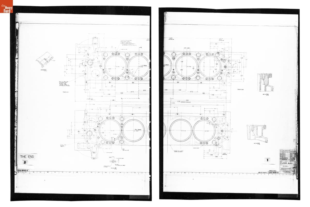 Drawing, "Cylinder Block, Sheet 2," Ford GAA Engine for M4A3 Medium Tank (M4 Sherman), June 16, 1953