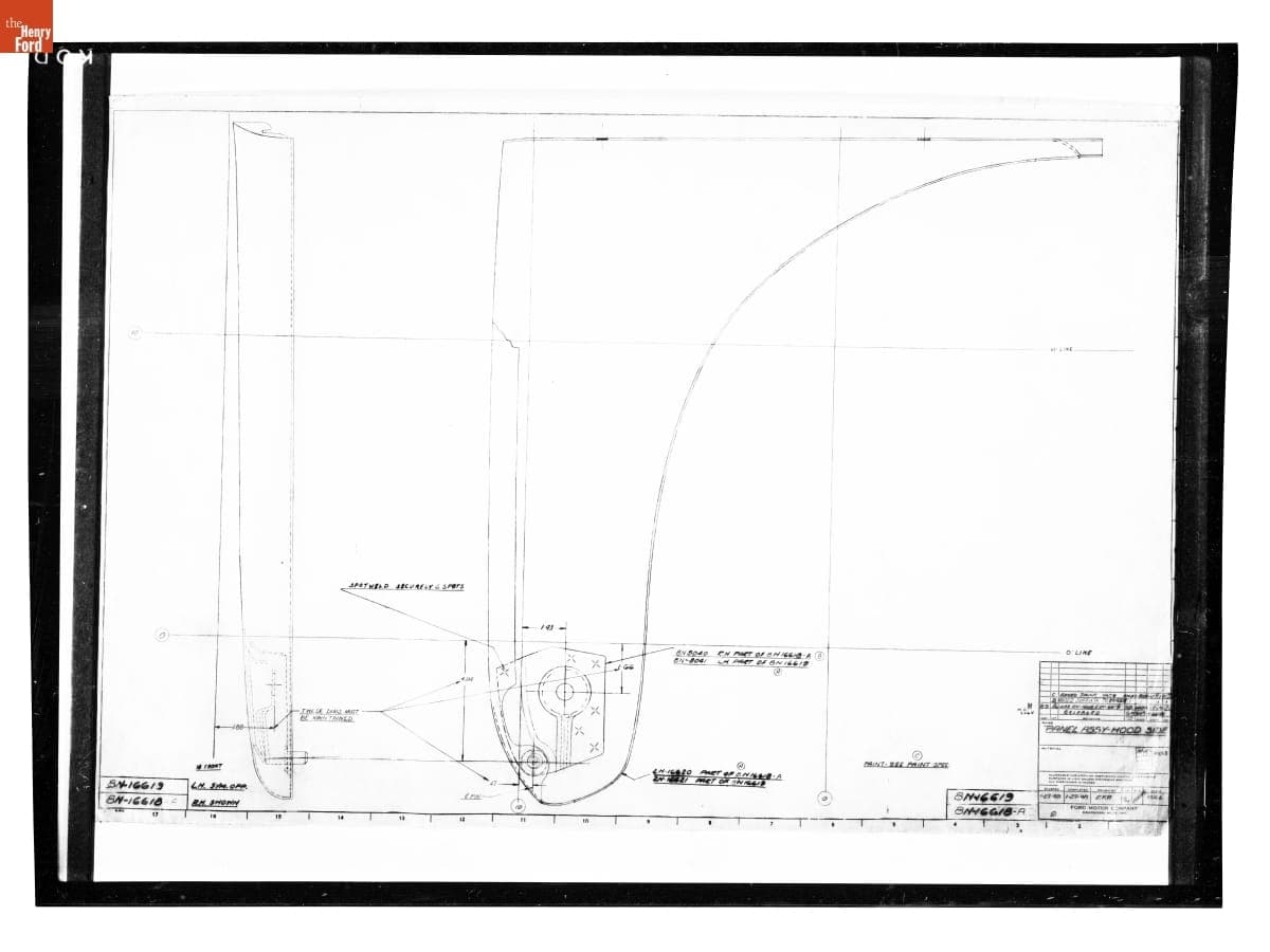Drawing, "Panel Assy. - Hood Side," Ford 8N Tractor, August 3, 1951