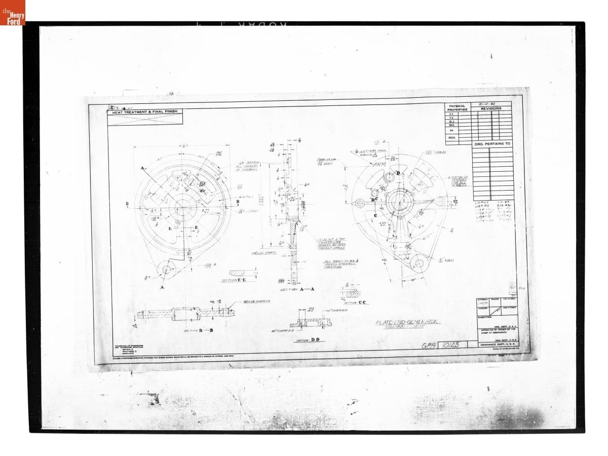 Drawing, "Plate - End - Generator," Ford GPA, May 11, 1943