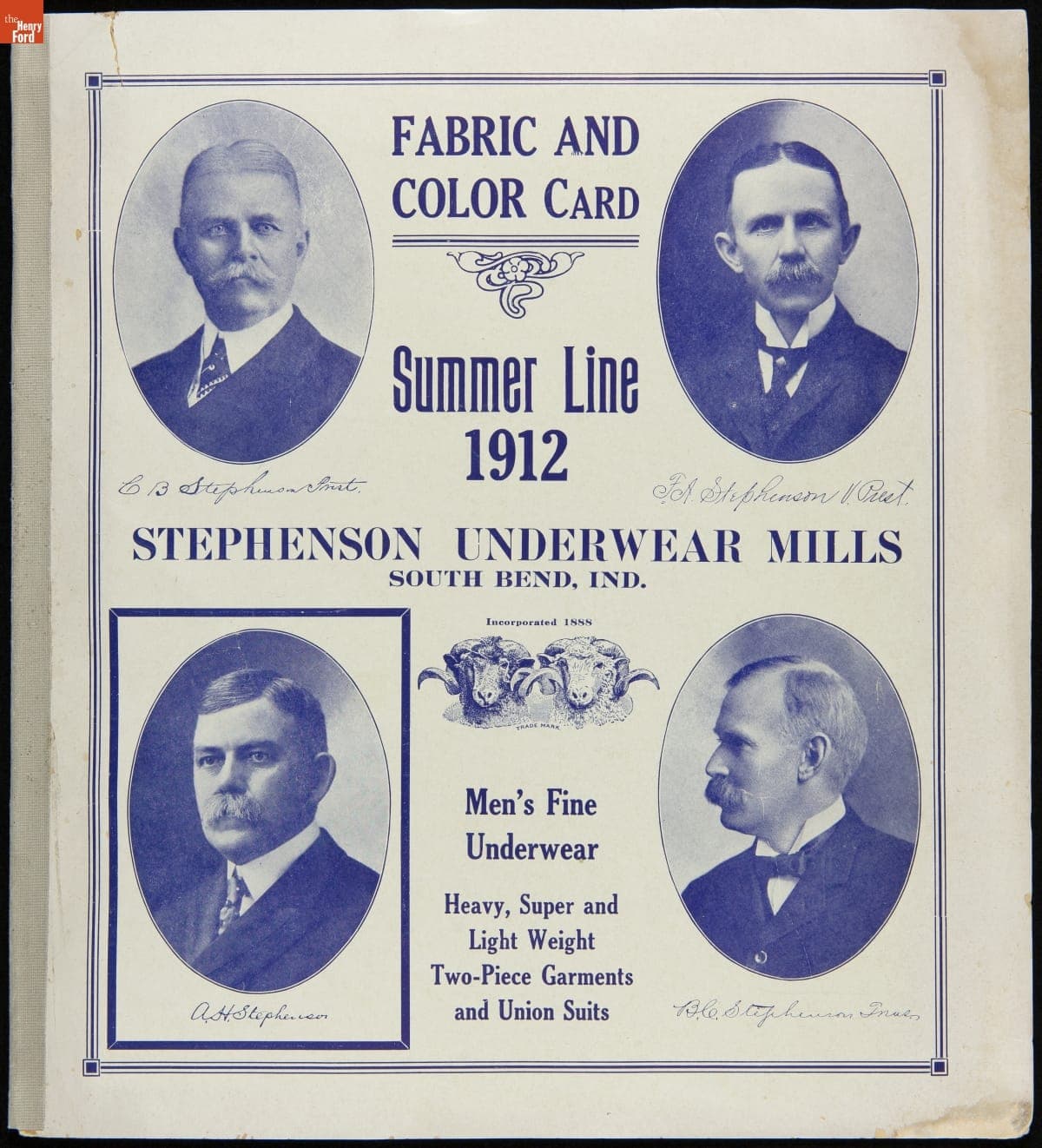 Stephenson Underwear Mills Summer Line Fabric and Color Card, 1912