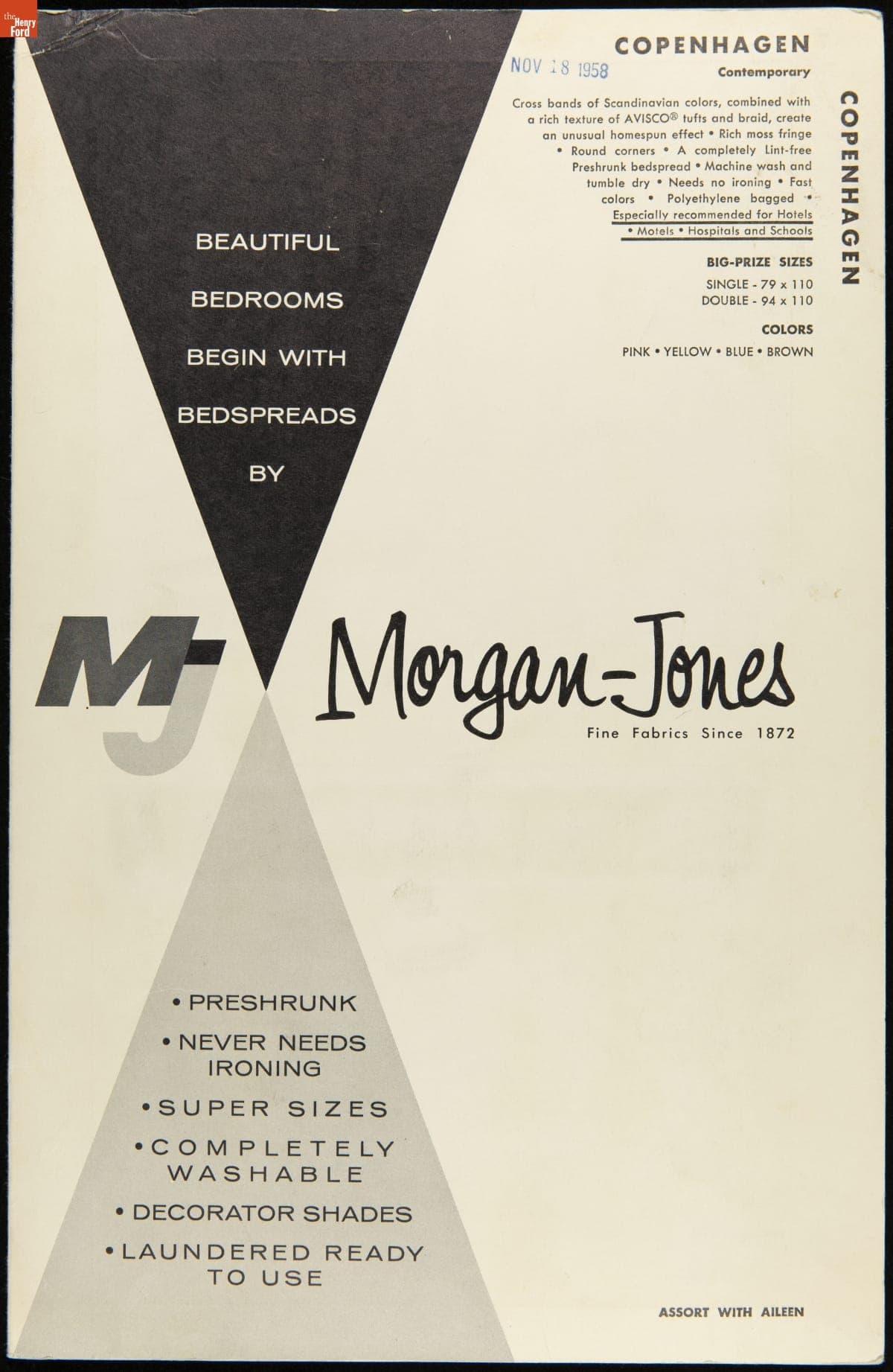 Morgan-Jones Bedspreads Sample Book, 1958