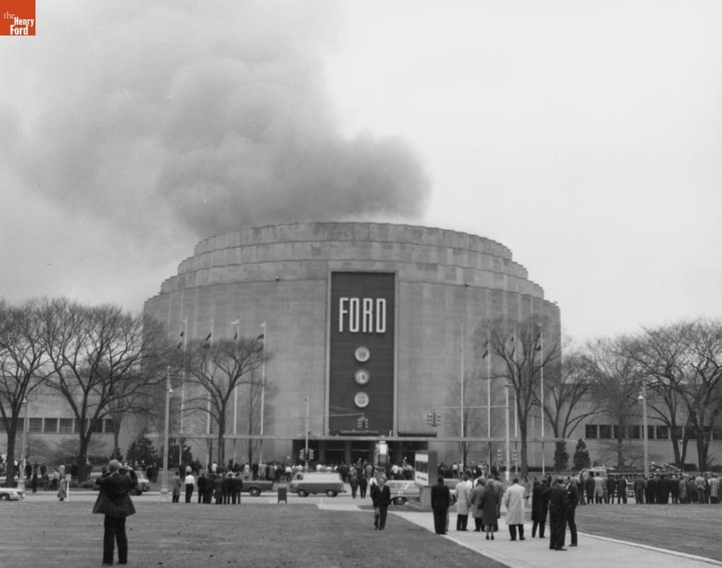 Ford Rotunda Building on Fire, Dearborn, Michigan, November 9, 1962