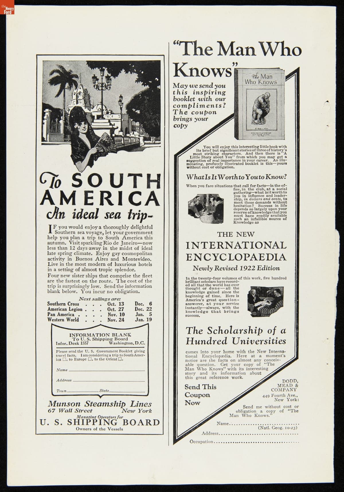 Advertisement for the 1922 Edition of The New International Encyclopaedia, October 1923