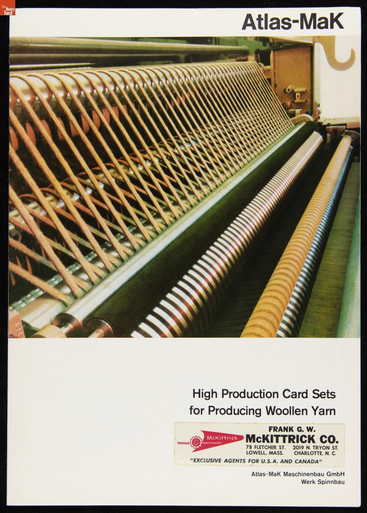 Atlas-MaK Maschinenbau GmbH Trade Catalog, "High Production Card Sets for Woolen Yarn," 1960-1969