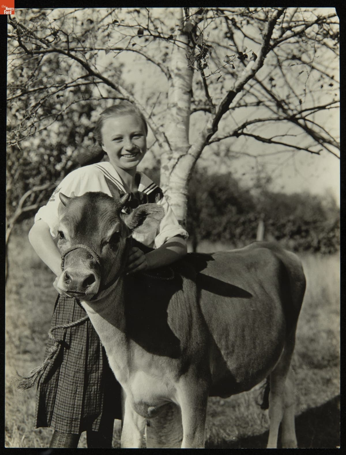 Minnesota Farming Club Girl Holding the Jersey Heifer She Has Raised, 1923-1924
