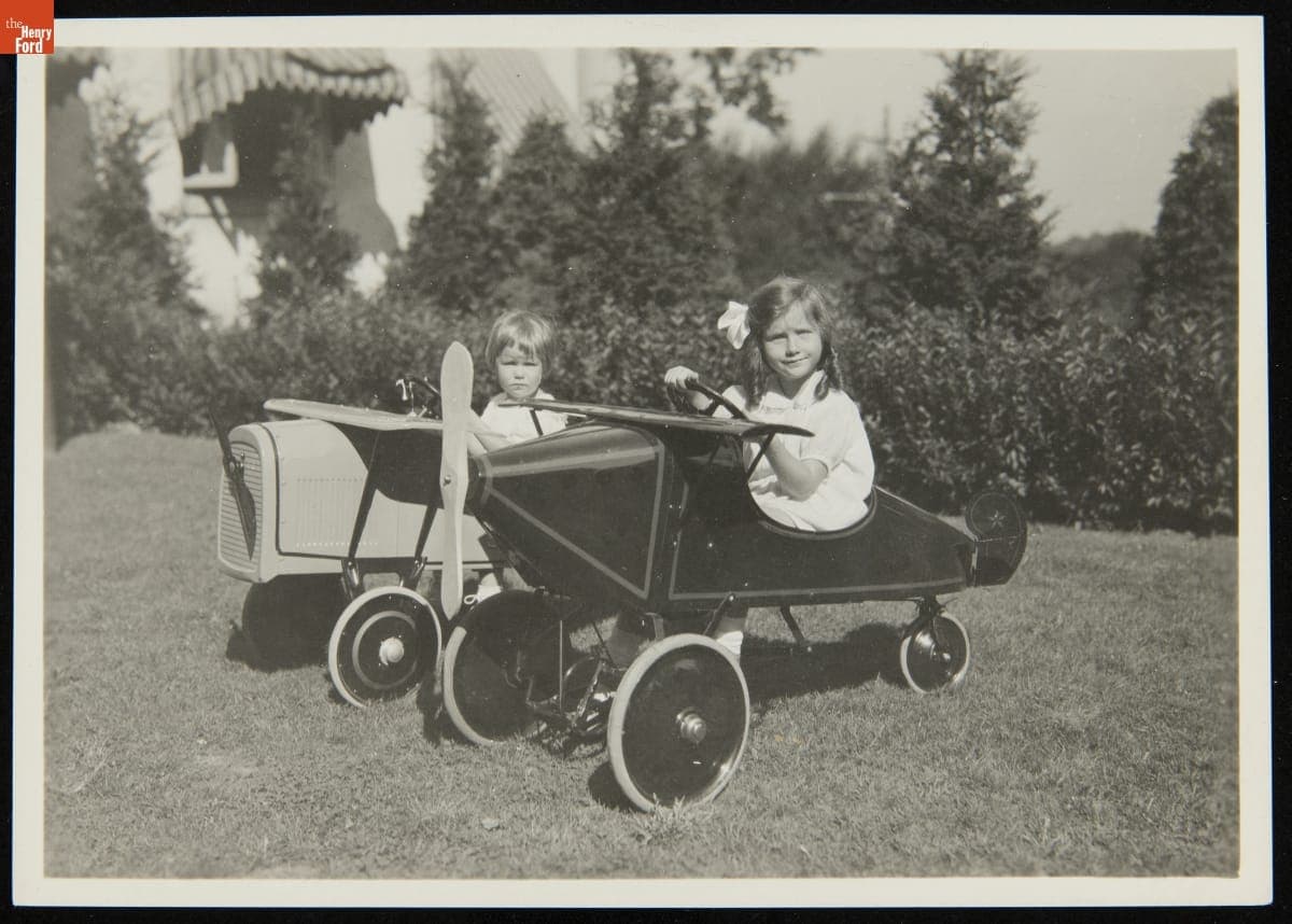 Martha and Elizabeth Firestone in Toy Airplanes, 1928
