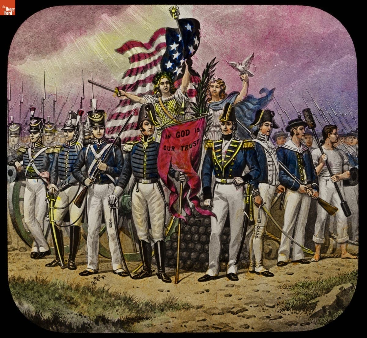 Lantern Slide, Star-Spangled Banner Series, "And this Be Our Motto 'In God is Our Trust'," 1896-1897