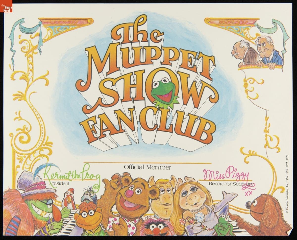 The Muppet Show Fan Club Official Member Certificate, circa 1978