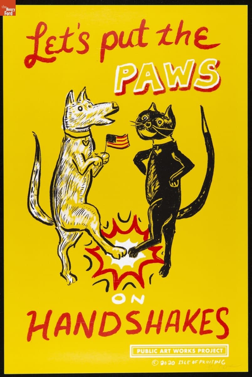 Public Service Poster, "Let's Put the Paws on Handshakes," 2020