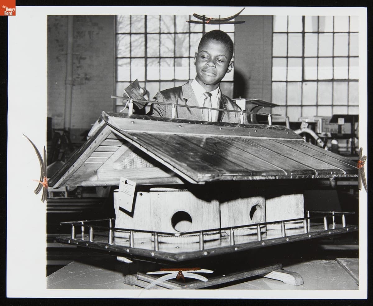 Kenneth Tate, age 14, Winner of a Birdhouse Building Contest, Belle Isle, Detroit, Michigan, March 25, 1966