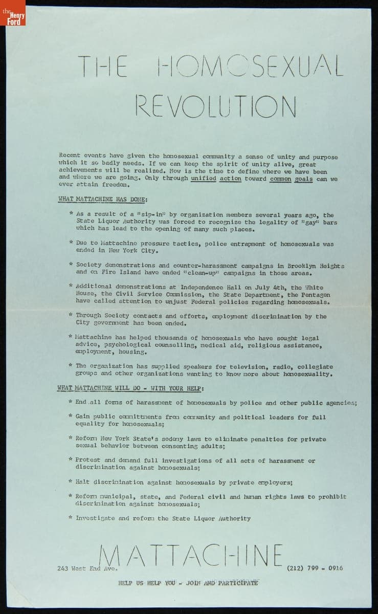 Flier, "The Homosexual Revolution," July-August 1969