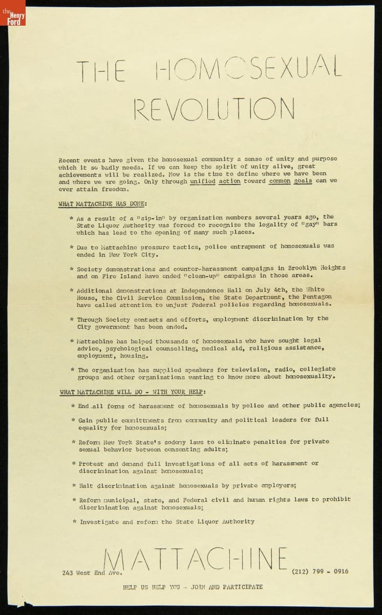 Flier, "The Homosexual Revolution," July-August 1969