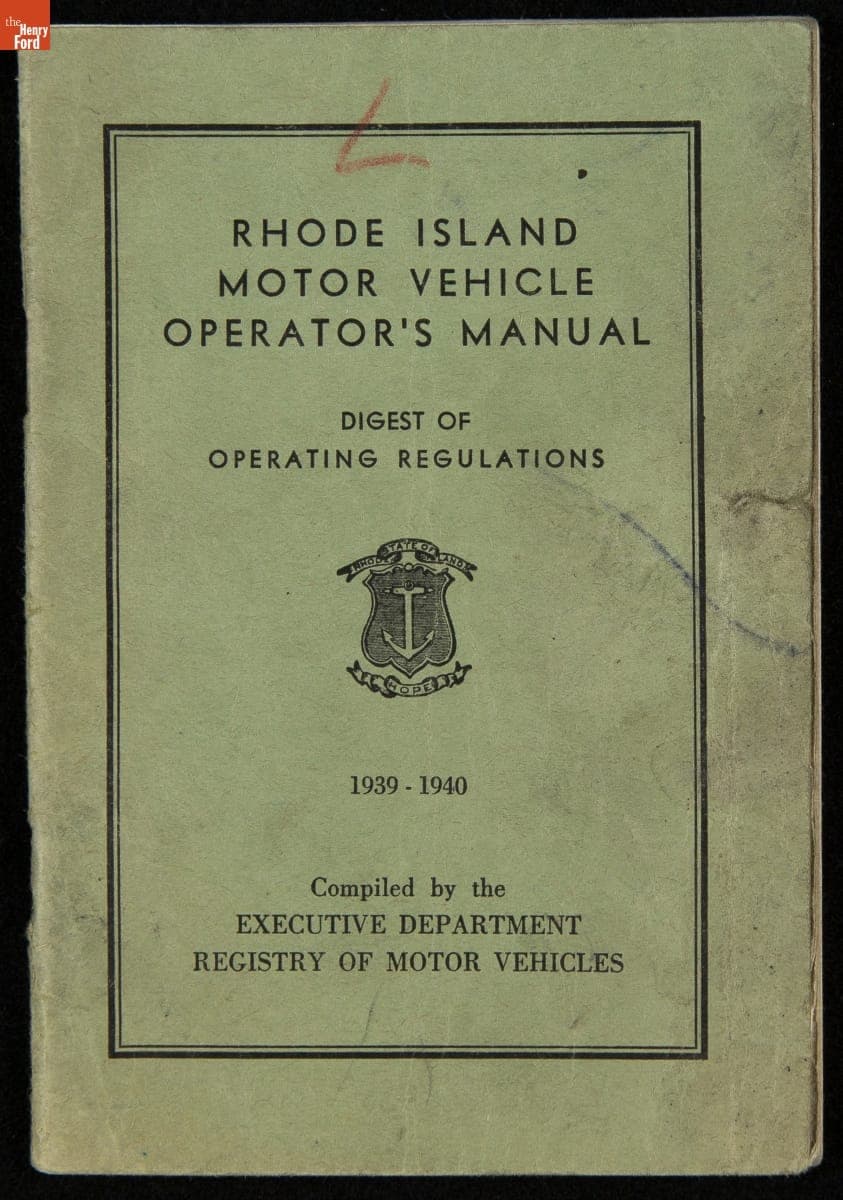 Rhode Island Motor Vehicle Operator's Manual: Digest of Operating Regulations, 1939-1940