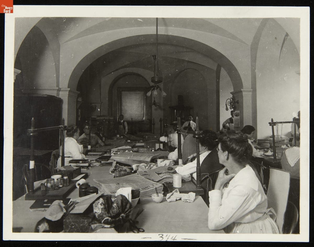 Sewing Room in the Congressional Library, Preparing Books for New Bindings, 1919-1920