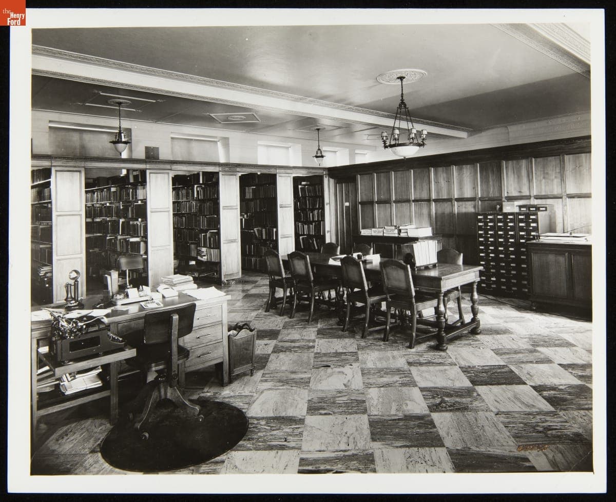 Library in the Ford Motor Company Engineering Laboratory, Dearborn, Michigan, April 1939