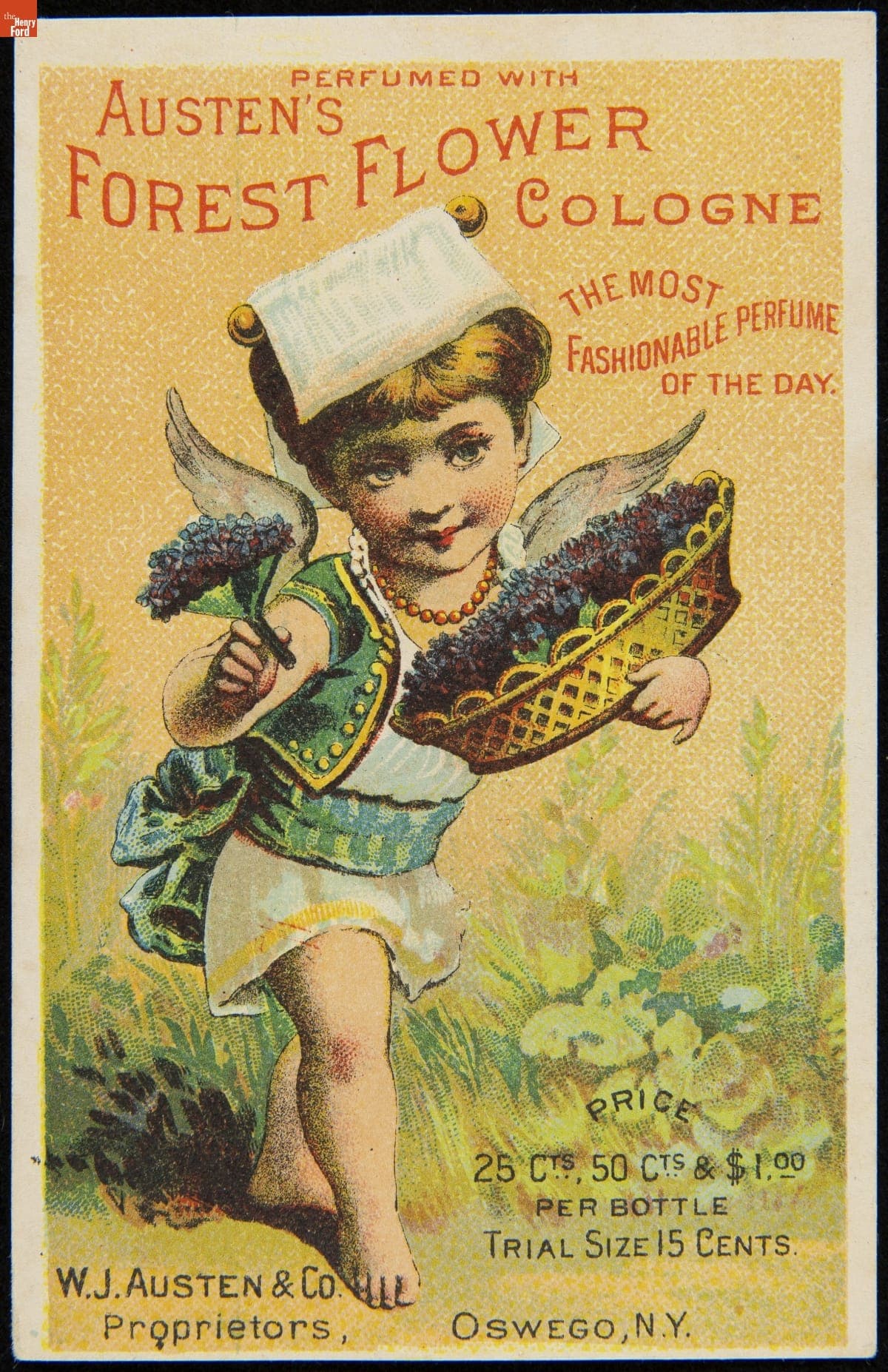 Trade Card for Austen's Forest Flower Cologne, W.J. Austen & Co., 1878-1886