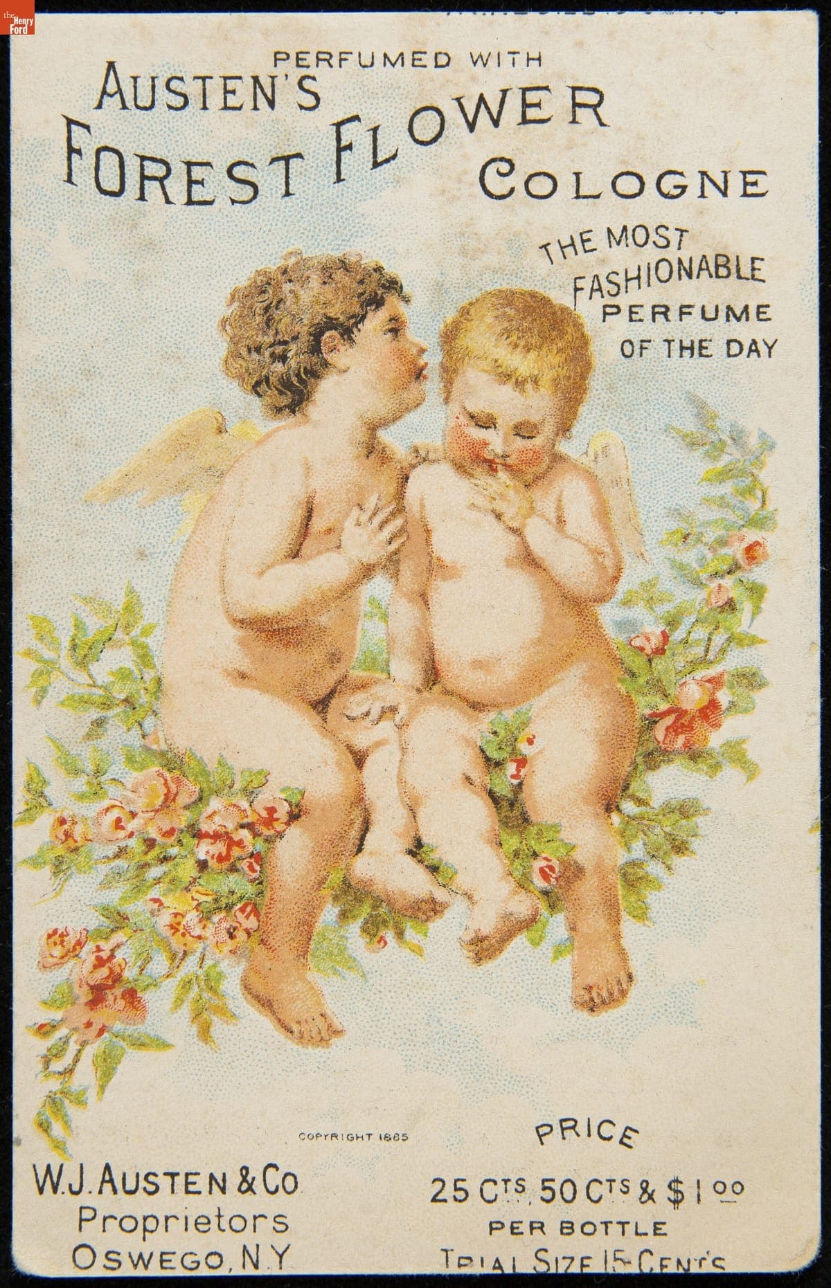 Trade Card for Austen's Forest Flower Cologne, W.J. Austen & Co., 1885