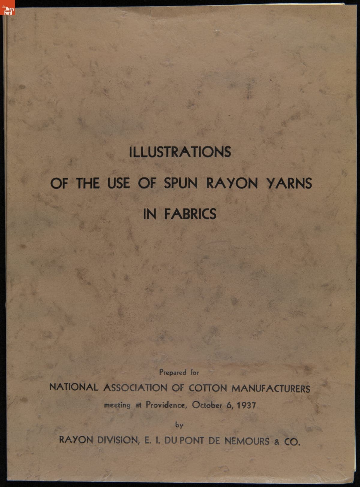 E.I. DuPont DeNemours & Co. Sample Book, "Illustrations of the Use of Spun Rayon Yarns in Fabrics," October 6, 1937