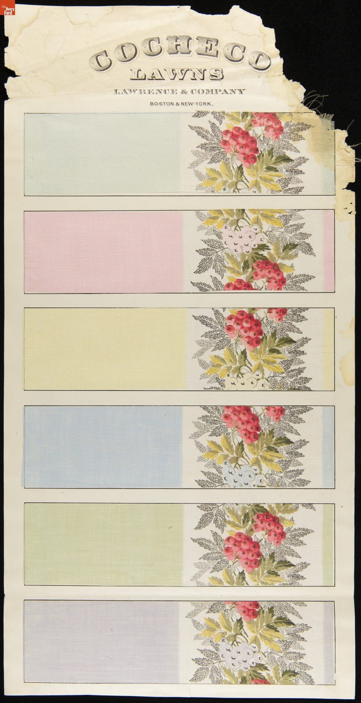 Sample Card for Cocheco Manufacturing Company, 1881