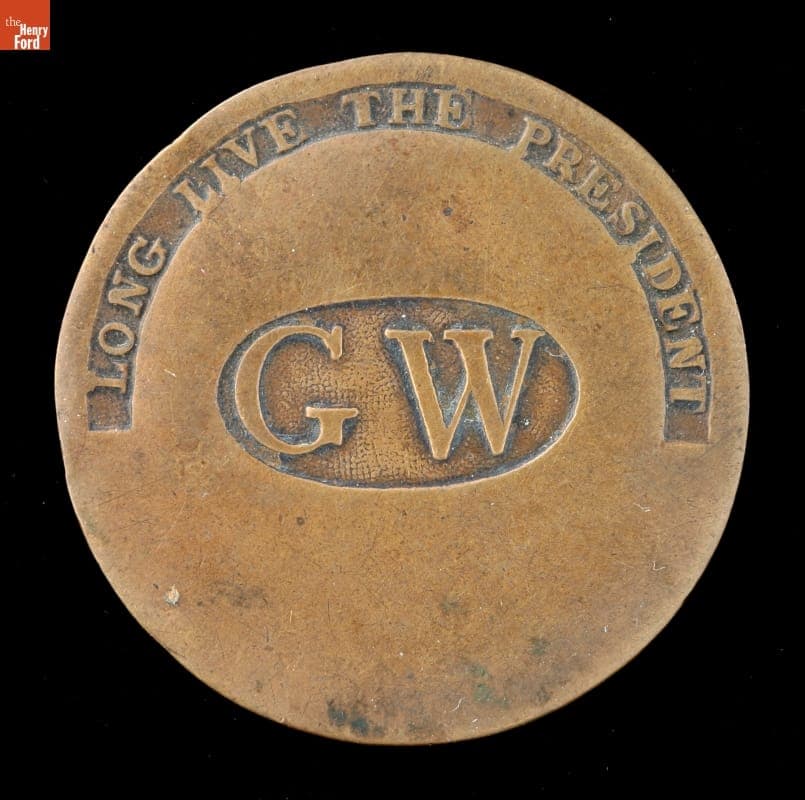 George Washington Presidential Inauguration Button, "Long Live the President," 1789-1793