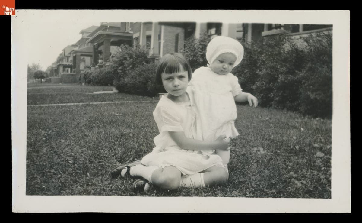 Helen and Leon Gardner's Daughters, Barbara and Esther, at Their Home on Harding Avenue, Detroit, Michigan, 1925