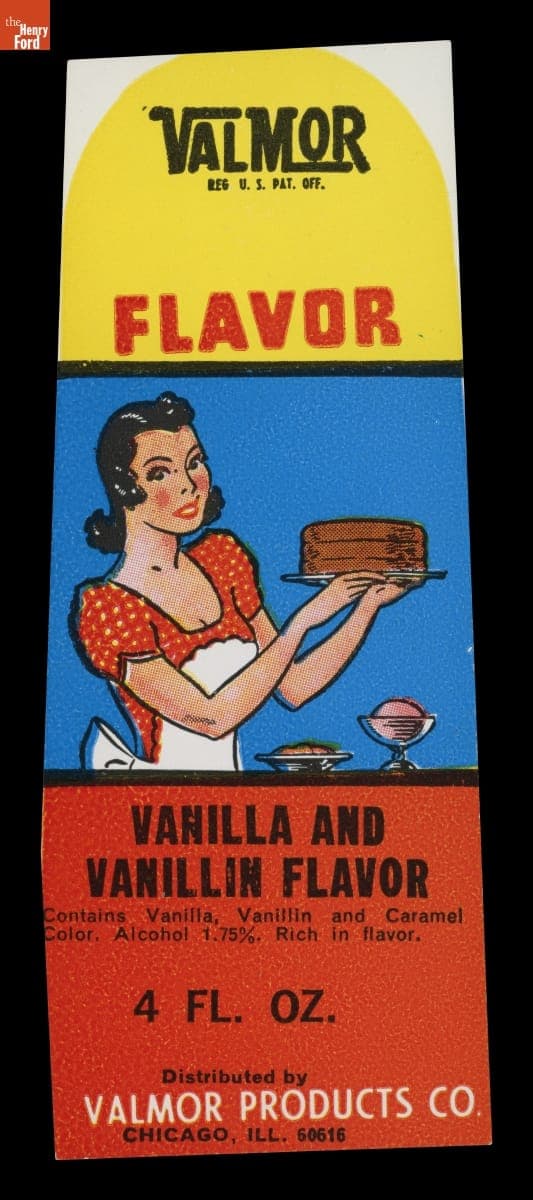Product Label for Valmor Vanilla and Vanillin Flavor, 1926-1946