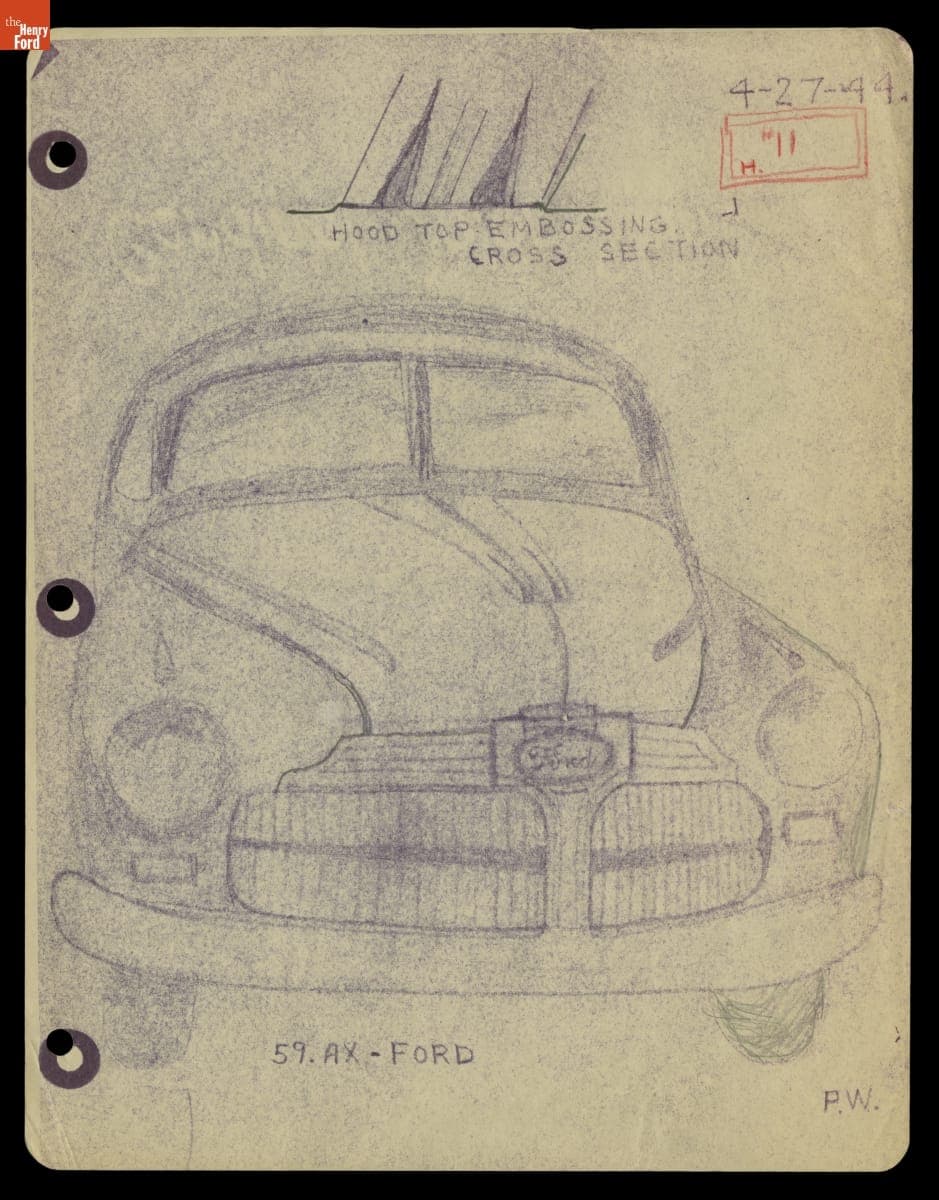Drawing, Experimental Ford Automobile Body 59-AX, April 27, 1944