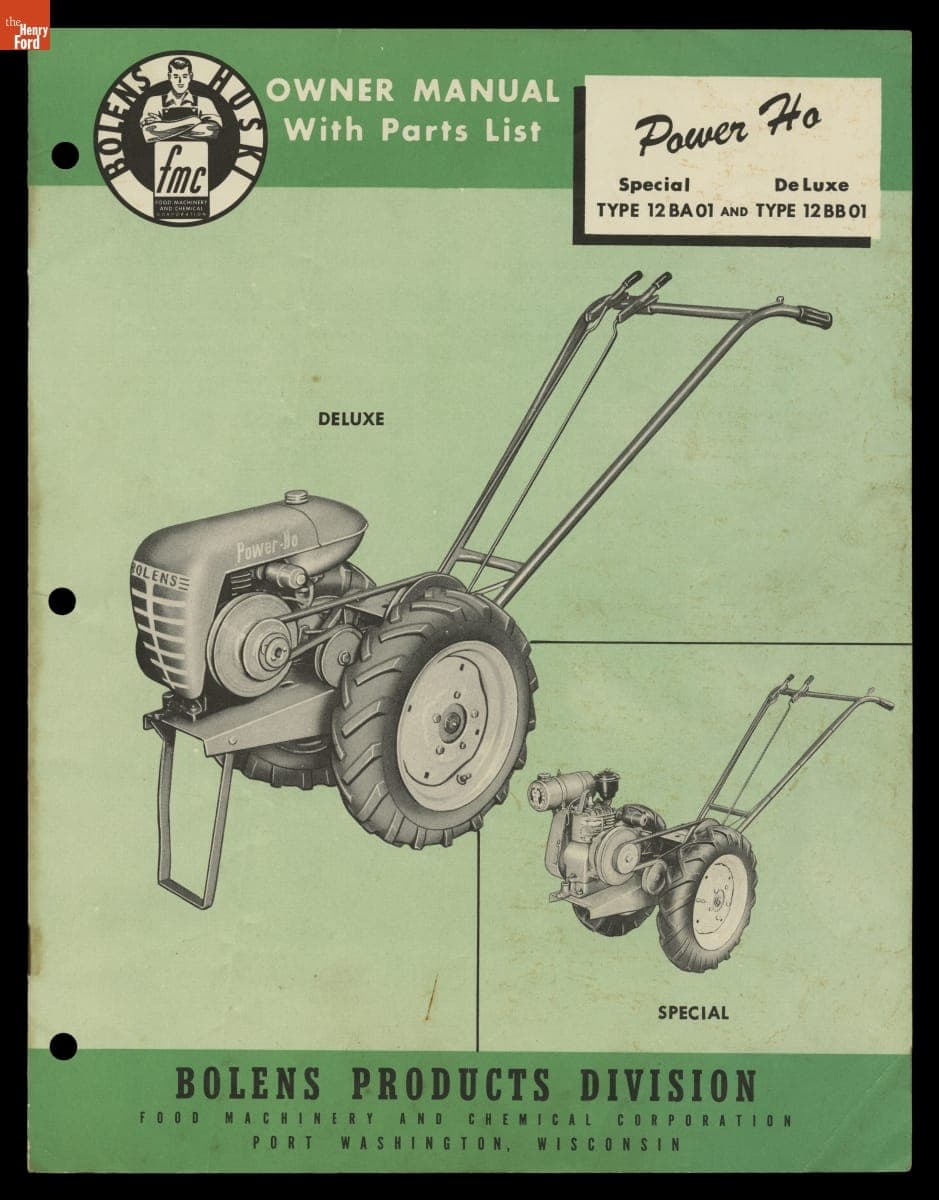 Bolens Huski Power Ho Owner Manual with Parts List, circa 1950