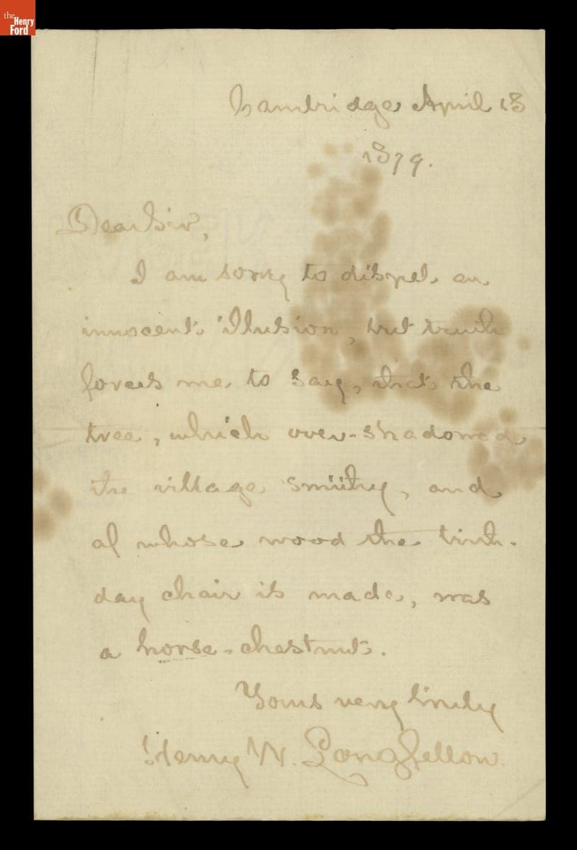 Letter from Henry Wadsworth Longfellow, April 18, 1879