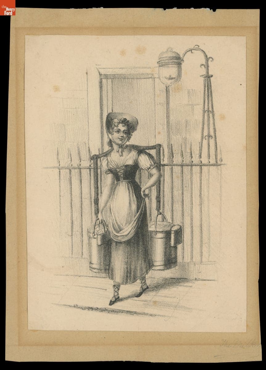 Lithograph, "Milkmaid," circa 1825