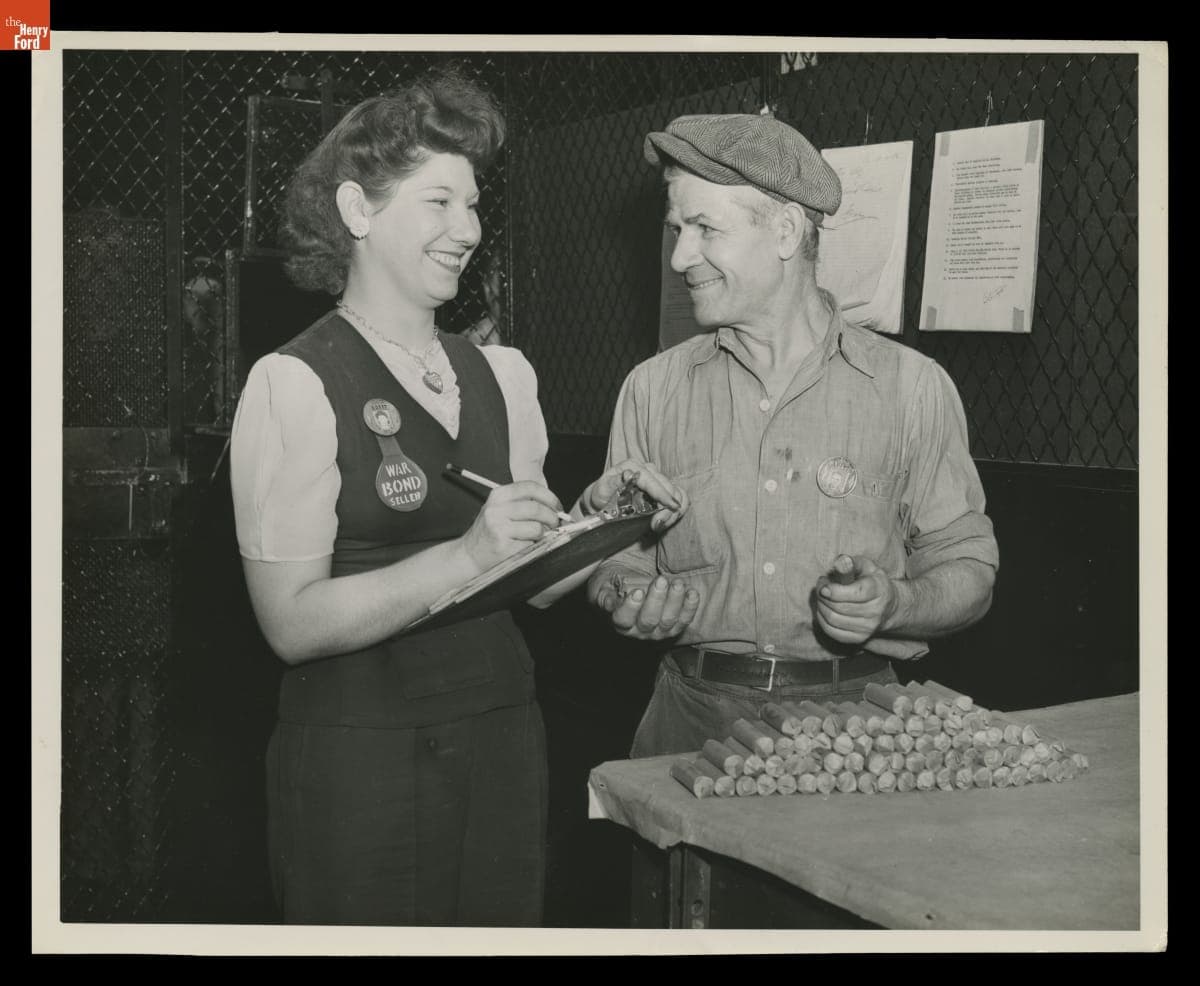 Ford Worker Buying War Bond for 1,000 Pennies, Ford Motor Company Rouge Plant, January 1944