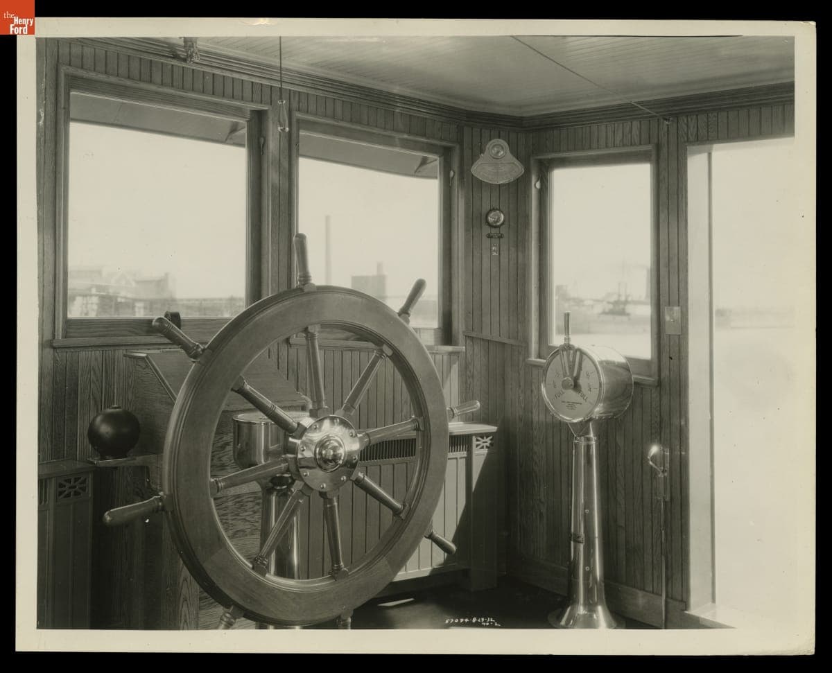 Wheelhouse on Ford Motor Company Tugboat "Dearborn," Rouge Plant, August 1932