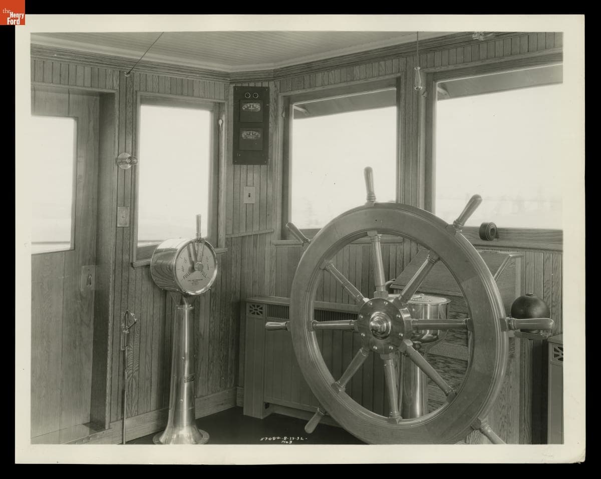 Wheelhouse on Ford Motor Company Tugboat "Dearborn," Rouge Plant, August 1932
