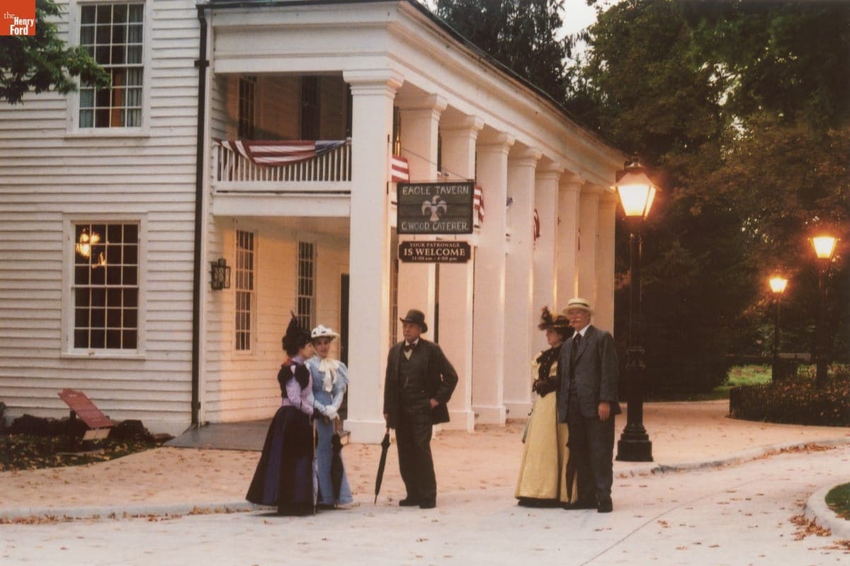 Historical Presenters outside Eagle Tavern, Greenfield Village, 2004