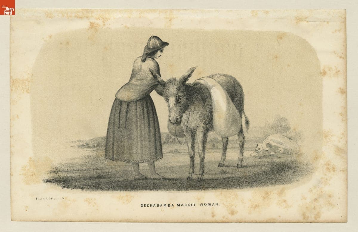 Lithograph, "Cochabamba Market Woman," circa 1855