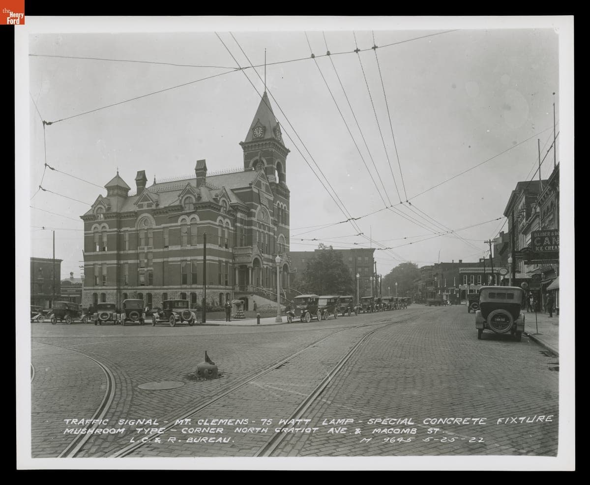 Mount Clemens, Michigan Street with "Mushroom" Type Traffic Signal, May 1922