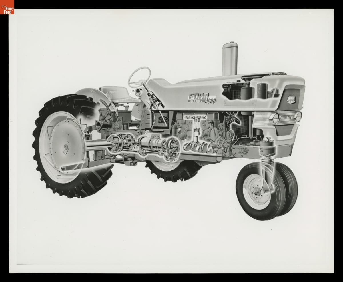 Ford 6000 Diesel Tractor, Cutaway View Drawing, circa 1961