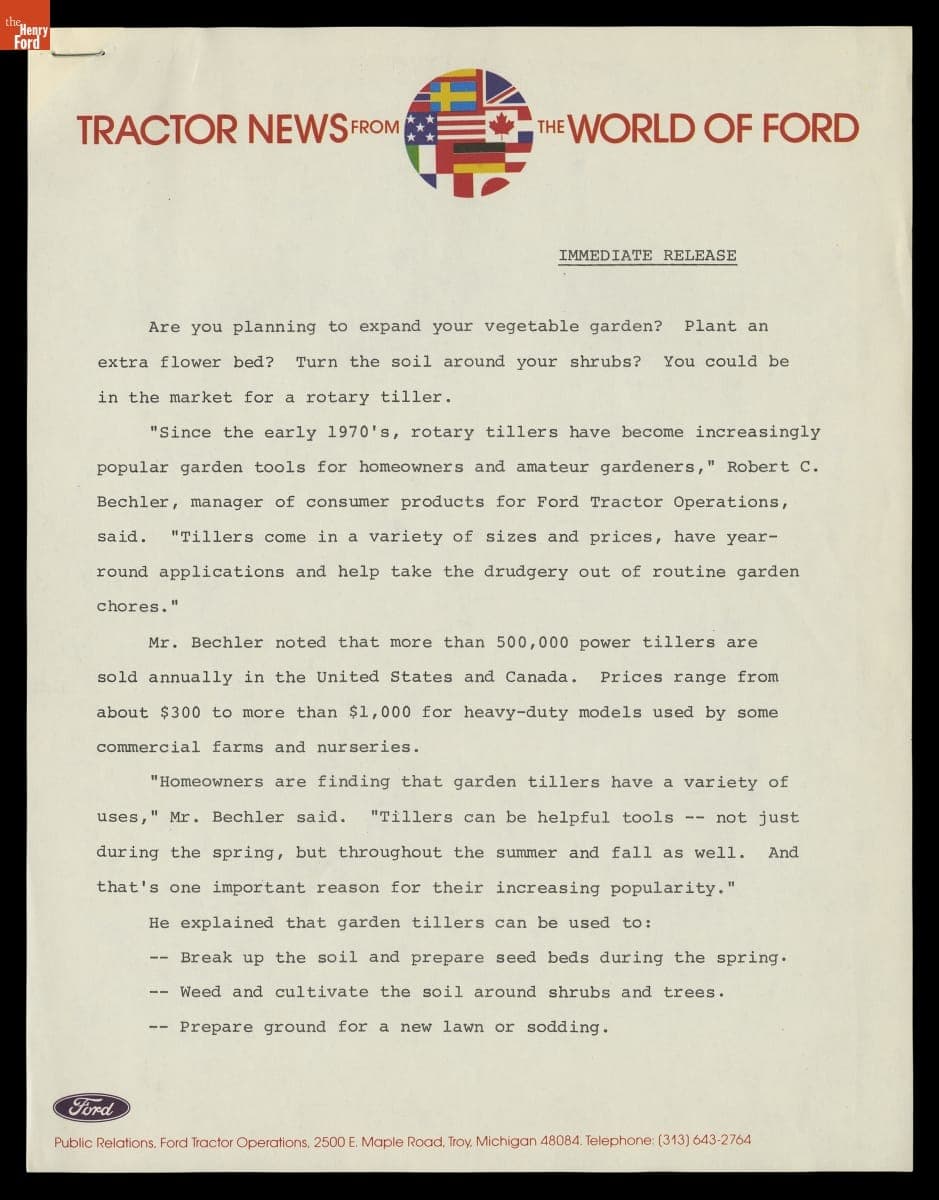 Ford Rotary Tillers, "Are You Planning to Expand Your Vegetable Garden?," 1982