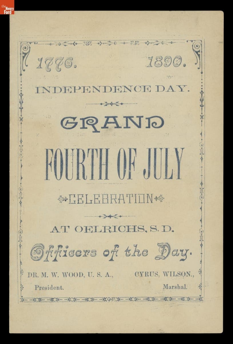 "Independence Day Grand Fourth of July Celebration at Oelrichs, S.D.," 1890
