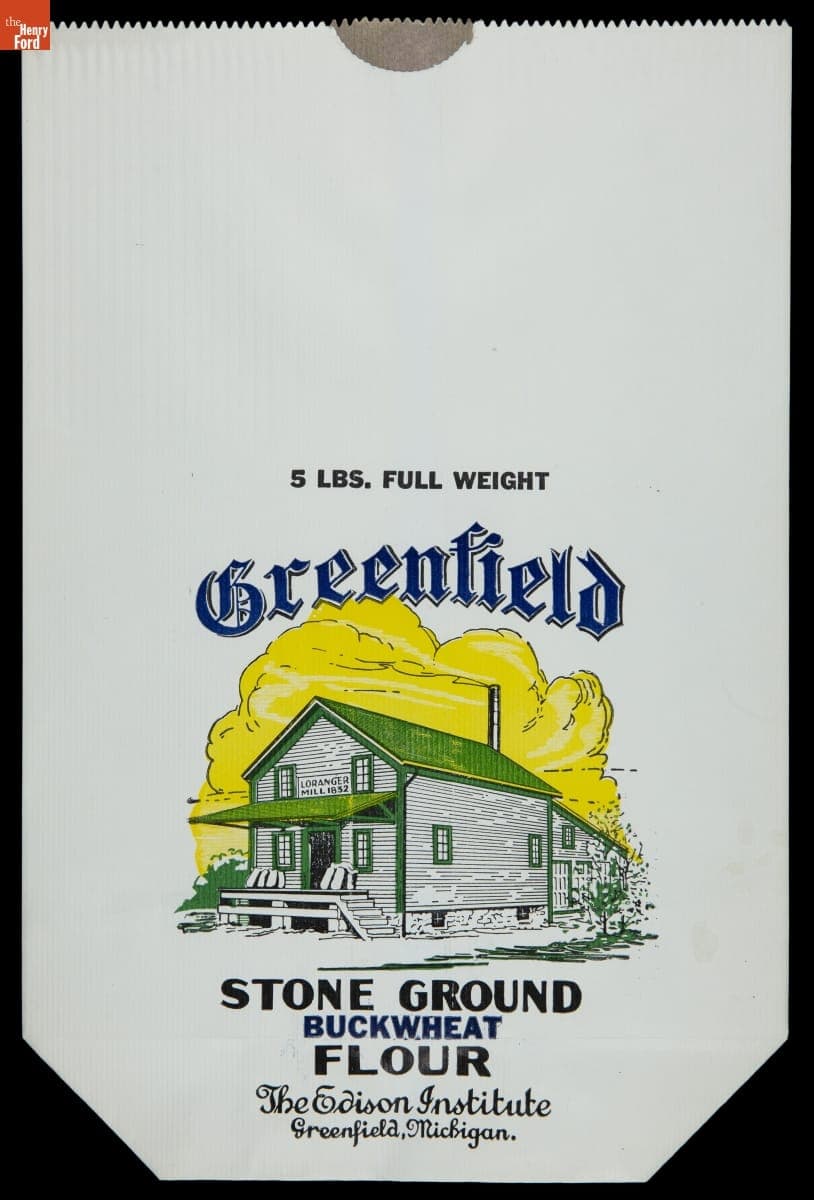 Greenfield Village Stone Ground Buckwheat Flour Sack, 1950-1960