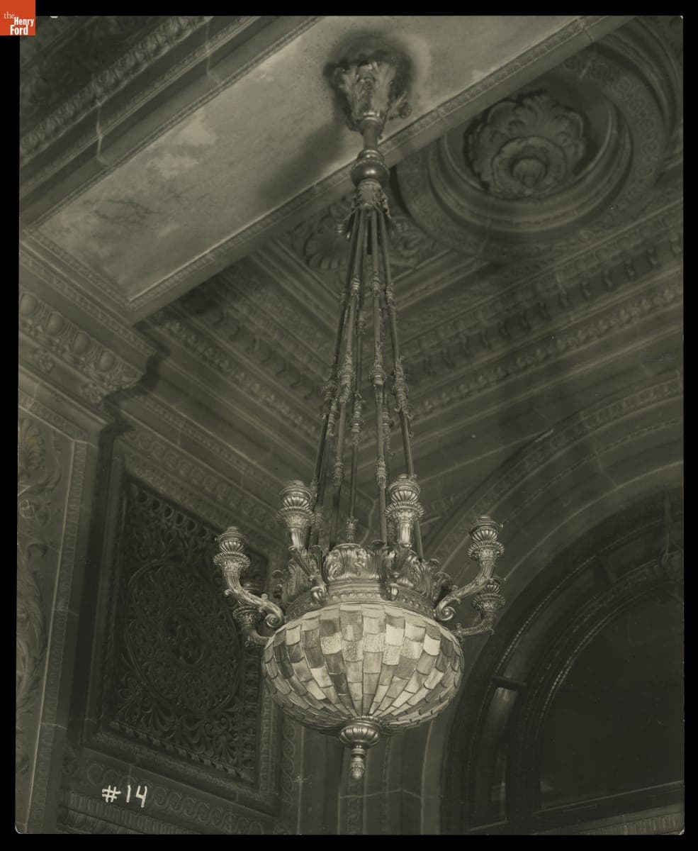 Chandelier Hanging in the Astoria Garden of the Waldorf-Astoria Hotel, 1929