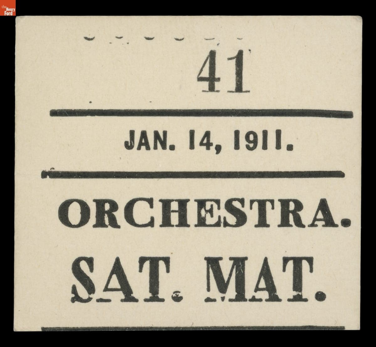 Ticket for the Matinee Performance of "The Fascinating Widow" on Saturday, January 14, 1911