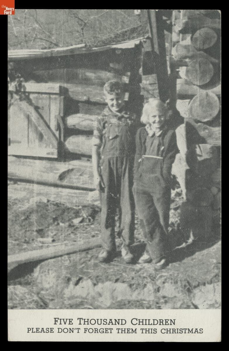"Five Thousand Children: Please Don't Forget Them this Christmas," Postcard Sent to Clara Ford, 1943