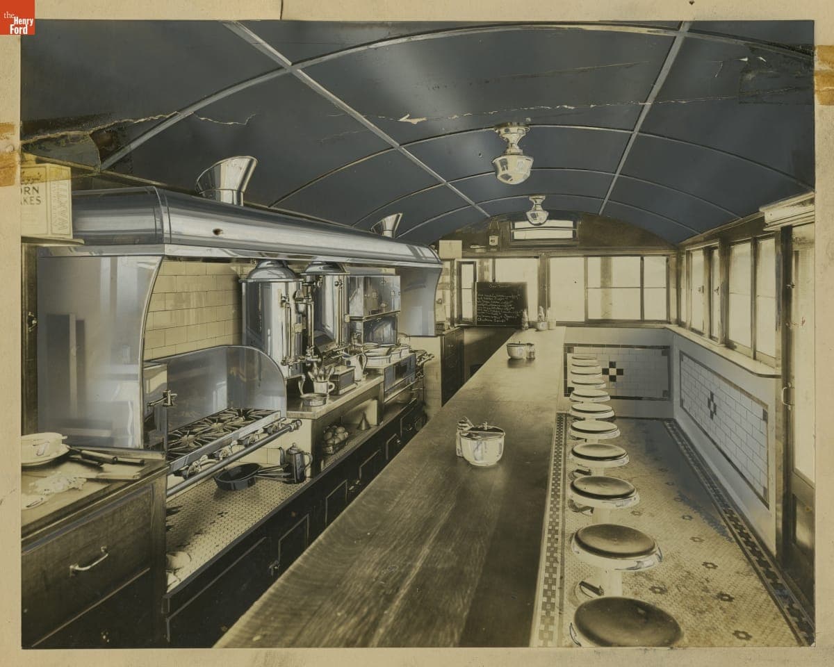 Interior of Worcester Lunch Car Retouched for Use in Advertising, 1924