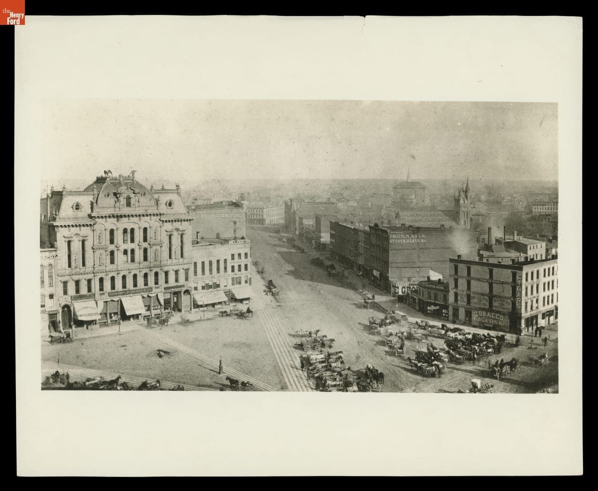 Campus Martius, Looking Up Monroe Street, Detroit, Michigan, 1873